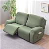 FIBITA Copridivano Relax Reclinabile Elasticizzato 2 Posti, Copripoltrona Relax Reclinabile Universale con Tasche, 6-Pezzi Fodera per Poltrona Lavabile, Coperture per Elettrica Divano da Massaggio (Color :