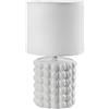 MA MAISON Lampada da Tavolo con Base Tonda in Ceramica - Comodino, Moderna, Soggiorno, Paralume, Camera da Letto, Abat Jour, d'Appoggio, Illuminazione - Effetto Bubble (Bianco 18x33 cm)