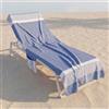INTRECCI Telo Mare Lettino Blu in Cotone + Poliestere con Tasche ed Elastici, Ultra assorbente Lettino Spiaggia con Cuscino