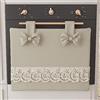PETTI Artigiani Italiani - Copriforno, Copriforno Elegante, Copriforno Shabby Chic in Tinta Unita con Balza in Pizzo Sangallo e Fiocchi, Copriforno in Cotone, Copriforno 50x42cm Beige
