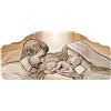 Lupia - Quadro Moderno, Capezzale Holy Kiss Brown Sacra Famiglia, Stampato su Legno Ecologico, Artigianale Made in Italy, 42x92 cm, Legno
