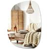 Wallfluent Specchio Organico 67,9x47 cm Minimalista Montaggio a Parete Verticale o Orizzontale Decorativo Senza Cornice Moderno Ondulato per il Bagno, Camera da Letto, Soggiorno e Corridoio Forma Irregolare