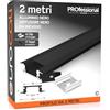 Eurocali 1x Profilo da 2 metri (2mt) in Alluminio Nero per Strisce LED Copertura Opaca larghezza max striscia led 12.4mm - 24.7 x 7