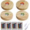 CDIYTOOL Base in legno, base per luci LED colorate, con telecomando, base per lampada USB a 16 colori, per cristalli e resina (rotonda)