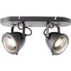 Lightbox faretto da soffitto a 2 luci - barra luminosa industriale dimmerabile con teste orientabili per sala da pranzo, soggiorno o cucina - in metallo/vetro - in corindone nero - larghezza 36 cm