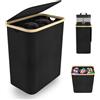 Froadp Cesto portabiancheria a 3 scomparti, pieghevole da 140 l, con coperchio per bagno e camera da letto, robusto cestino con maniglie, 3 sacchetti lavabili (nero)