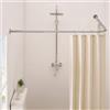 Crkmire - Asta per tenda doccia angolare, nichel spazzolato [99-175 cm] x [140-216 cm] asta doccia regolabile a forma di L senza fori, asta per tenda curva a 90 gradi per