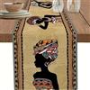 YongXinMY Runner da tavolo con donna africana nera, in cotone e lino bohémien, stampa etnica tribale, decorativo per sala da pranzo, riunioni di famiglia, cucina, feste (africano, 33 x 91 cm)