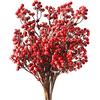 Fangoo 6 Pezzi Bacche rosse di Natale, bacche rosse artificiali lunghe 50 CM bacche rosse bordeaux bacche di agrifoglio per l'albero di Natale stagione delle vacanze inverno decorazione della casa