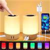 Taipow Lampada da Comodino Led, Abat Jour da Comodino, 8 Colori/10 Luminosità livello, Controllo Tattile, 4 Porte di Ricarica USB-A per Soggiorno Ufficio Camera da Letto (spina UE) - 2 pezzi