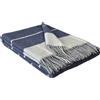 STTS International Coperta in cashmere, 100% lana, 140 x 200 cm, coperta a quadri, molto morbida, plaid "Faro" , Lana, Blau (Karo), 140 x 200 cm
