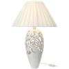 Hervit Lampada Tavolo Jolie Porcellana Traforata Bianca Cappello Avorio Plissettato -Scatola Regalo - Arredo Casa Tavola Regalo Abat-jour Luce da Tavolo - 2 Dimensioni - 220/240V E14