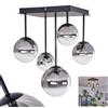 HOFSTEIN Plafoniera Chehalis, lampada da soffitto in metallo/vetro nero/fumo/trasparente, lampada dal design moderno retrò/vintage con ombrelli in vetro (Ø 10, 12, 15 cm), 5 x G9, senza lampadina