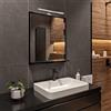 HAJDUK FURNITURE Nero Specchio Bagno con Luce da Parete A: 70 cm x L: 60cm con Mensola - Specchio da Bagno Retroilluminato con Ripiani, IP44 la Toilette Riflesso LED 4000 K Colore della custodia LED: Cromo