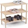 BM Scarpiera in Legno a 3 Ripiani - Portascarpe Salvaspazio, Scaffale Scarpe per Ingresso, Camera da Letto e Corridoio - Design Naturale e Robusto (Legno, 3 Ripiani)