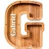 Summidate Salvadanaio Legno Bambini, Porcellino Salvadanaio Trasparente Lettera A-Z, Regalo Educativo Compleanno e Battesimo Personalizzabile con Adesivi per Ragazzi e Ragazze