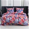Cotton Market Biancheria da letto Öko-Tex, 220 x 200 cm, in microfibra di cotone, 3 pezzi, con chiusura lampo, copripiumino da 220 cm e 2 federe da 70 x 80 cm, giardino/rosa