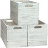 Kistenkolli Altes Land Set di 3 scatole di legno porta oggetti per mobili e sistemi Kallax ed Expedit, ideali per conservare vino e frutta, dimensioni: 33 x 37,5 x 32,5 cm (set da 3, colore bianco)