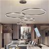 J.SUNUN Moderna lampada a sospensione a LED soggiorno 4 anelli collezione marrone applique a sospensione a luce regolabile Lampadario a soffitto moderno dimmerabile con telecomando 20+40+60+80CM 108W