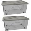 COSE DA CASA 2 Scatole indumenti Box Portaoggetti Contenitore Multiuso Salvaspazio 60x40x25 cm con Coperchio e 4 Ruote organizzazione Casa Bagno Ufficio Sovrapponibile grigio talpa Organizer 45 litri
