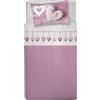 PENSIERI DELICATI Completo Letto Singolo 100% Cotone, Completo Lenzuola Singolo 90x200 Comprensivo di Lenzuolo sotto, Lenzuolo sopra e 1 Federa a Sacchetto, Made in Italy, Fantasia Cuore Appeso Rosa