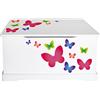 Leomark contenitore porta giochi 59x26x32 (A) cm, scatola portagiochi, panca e stoccaggio per bambini, mobili e arredamento portaoggetti casa e asilo, cassapanca per stanza dei bambini, colore Farfalle