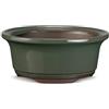 CERTRE - Vaso Bonsai Rotondo in Gres, Modello Rimini, Made in Italy, Colore Verde Palude (Smaltato)| Misure esterne 15x6 cm