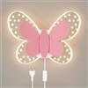 OOWOKS Lampada a Muro LED 10W con Interruttore, Applique da Parete Butterfly con Spina Luce per Camerette Ragazzo Bambina Luce notturna a Farfalla Lampada da Comodino Lampada da Parete Bambini Dimmerabile