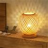 GUANSHAN Lanterna in bambù Lampada da tavolo Lampada da comodino Stile rurale Piccola luce notturna Illuminazione decorativa da tavolo o camera da letto, interruttore dimmer