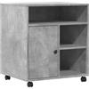 vidaXL Supporto per Stampante con Ruote Grigio Cemento 60x50x67 cm, Supporto per Computer, Organizer per Stampante, Tavolo da Stampante portaoggetti