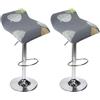 uyeoco Stampato Coprisedile per Sedia da Cucina da Bar Senza Schienale 4/2/1 Pezzi, Copri Fodera Sgabello da Bar Quadrato Elasticizzato(#12,2PCS)