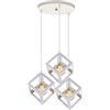 iDEGU 3 Luci Lampadario a sospensione moderno a Forma di Cubo Stile Geometrico E27 Lampada da Soffitto Vintage in Metallo per camera, soggiorno, sala da pranzo - 16cm (Bianca, 30CM Base)