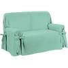 SaRani Copridivano FIOCCO con Laccetti, Tessuto Pesante per Tappezzeria, Vestibilità Universale e Copertura Totale del Divano, Produzione Sartoriale Italiana (Panama Verde Acqua, 2 posti)