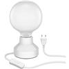 ledscom.de Lampada da tavolo in porcellana E27 TIX, rotonda con spina e interruttore, bianco, 90mm incl. lampadina E27 550lm bianco caldo