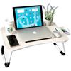 unycos - Vassoio per la Colazione e da Letto【60x40x26 cm】Tavolo Pieghevole con Leggio, Supporto Multifunzionale per Computer Portatile, Tablet, Lavorare, Leggere (Bianco Avorio con Cassetto)
