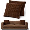 HAND Coppia Cuscini Decorativi Divano 45x45 cm, Velluto Effetto Pelliccia, Sfoderabili con Cerniera Invisibile, Cuscini Arredo Eleganti, Federa e Imbottura inclusa, ALTA QUALITA (Marrone, Set da 2)
