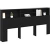 vidaXL Testata del Letto con testiera Rovere Nero 200 x 19 x 103,5 cm, Testata salvaspazio, Letto in Legno, Design Minimalista per Una Camera ordinata