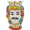 sicilia bedda - Teste di Moro SICILIANE in Ceramica di CALTAGIRONE - Realizzate a Mano - Altezza Centimetri 18 (Uomo, Corona Gialla)