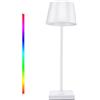 ClaShop Lampada da Tavolo Senza Fili Ricaricabile - Lampada da Scrivania a LED Dimmerabile All'infinito con Interruttore Tattile - IP44 - a Batteria 4000mAh - 3000K /4000K /5000K + RGB