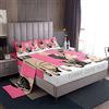 Loussiesd Set di biancheria da letto per ragazzi e ragazze amanti dei cani, vari disegni di cuccioli carlino e bulldog 3D, colore rosa, con 1 lenzuolo piano + 1 lenzuolo con angoli + 1 federa, per letto singolo