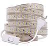 XUNATA Super Luminoso Striscia LED con Interruttore, 220V SMD 2835 276 LEDs/m, IP65 Impermeabile, Flessibile Striscia a LED per Scaletta Tetto Cavi da Cucina Decorazione- 5m, Bianco Caldo
