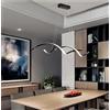 Huilefu LED lampada a sospensione moderna Lampadari Dimmerabile con Telecomando Regolabile in Altezza Sala da pranzo Luce Pendente Design a Spirale Lampadario per Tavolo da pranzo Salotto (Nero, 110 cm)