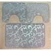 Corredocasa Tappeto Bagno Set 3 Pezzi o Tappeto Bagno Singolo 50X80 Antiscivolo Poliestere con Particolari Disegni e Fantasie (Grigio/Silver)
