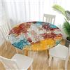 Morbuy Tovaglia Rotonda Antimacchia, Graffiti Copritavolo Elastico Rotondo, Impermeabile Lavabile Tovaglie da Tavola in Poliestere per Cucina Giardino Feste (multicolore,Diametro 110cm)