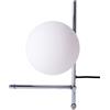 Alpinaluz Lampada da tavolo moderna - Design minimalista in acciaio cromato a forma di V e paralume sferico in vetro opale bianco - Attacco E27 per camera da letto, scrivania o comodino