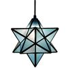 Agteruo Lampadario a sospensione in vetro colorato Tiffany da 12 pollici, a forma di stella morava, con paralume in vetro testurizzato, per sala da pranzo, soggiorno, bar, cucina, isola, corridoio, blu mare