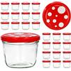 CapCro Set di vasetti in Vetro 230 ML To 82 - Coperchio Vari Colori a Scelta - marmellata conserva Rosso/Bianco punteggiato