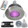 Planetitaly Faretto incasso LED 6W 12V cromoterapia IP65 box doccia bagno turco lampada GU5.3 RGB 3000K 6000K telecomando IR (Colore Silver Spazzolato, Luce RGBW+3000K)