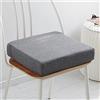 Treer Cuscino per Sedia in Memory Foam, Cuscini Sedie Quadrati - Supporto e Stabilità Perfetti Rivestimento Lavabile per Sedia da Ufficio e Sedia a rotelle (Grigio Scuro,40x40x8cm)