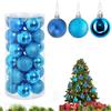 Virsus 30 Palle di Natale 59070, Diametro 6 cm, Palline in Plastica Infrangibile per Albero di Natale, Decorazioni e Addobbi Natalizi, Set di Palline Glitterate, Lucide e Opache (Azzurro)